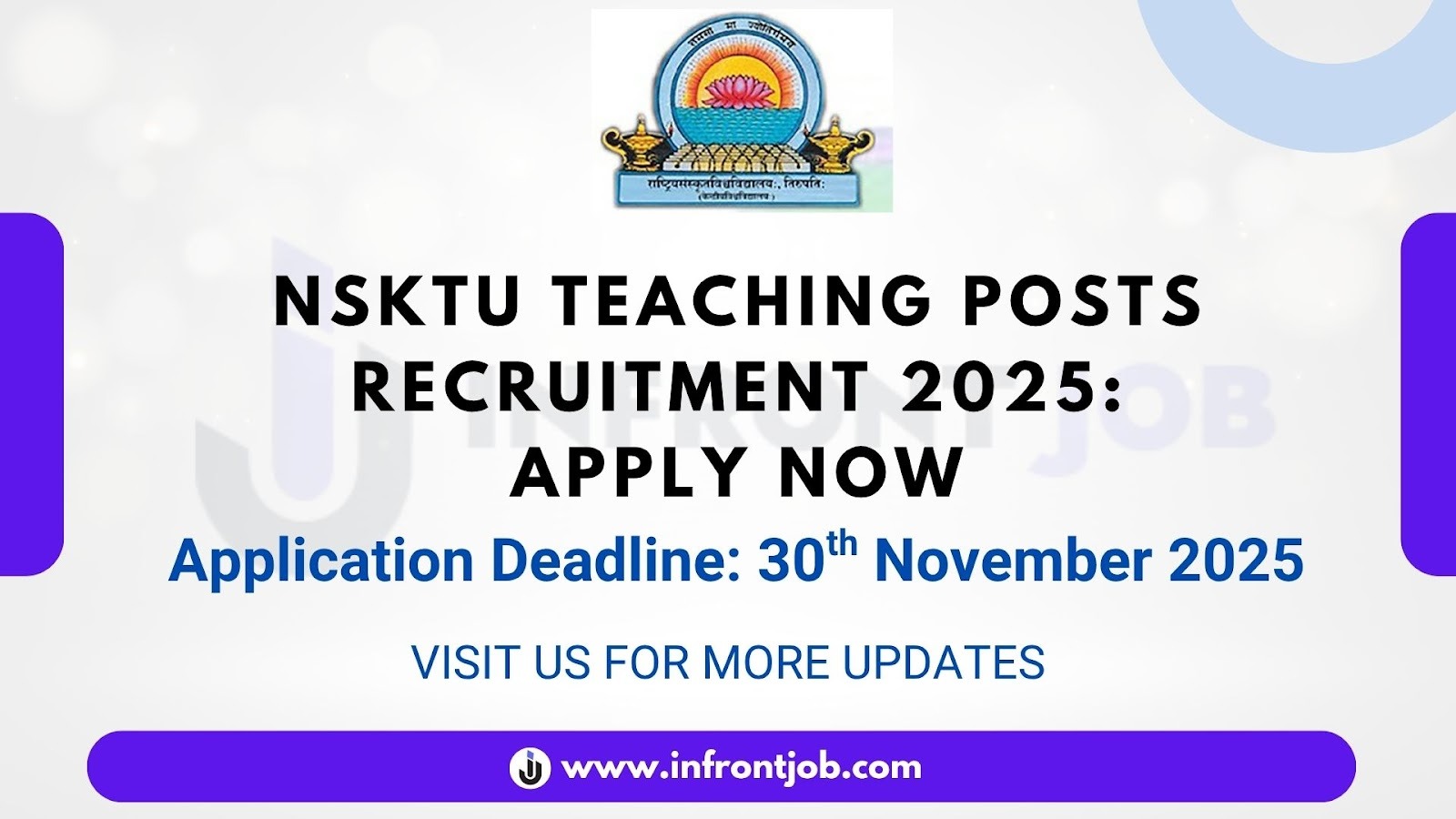 National Sanskrit University Teaching Posts Recruitment 2025 – Apply Online