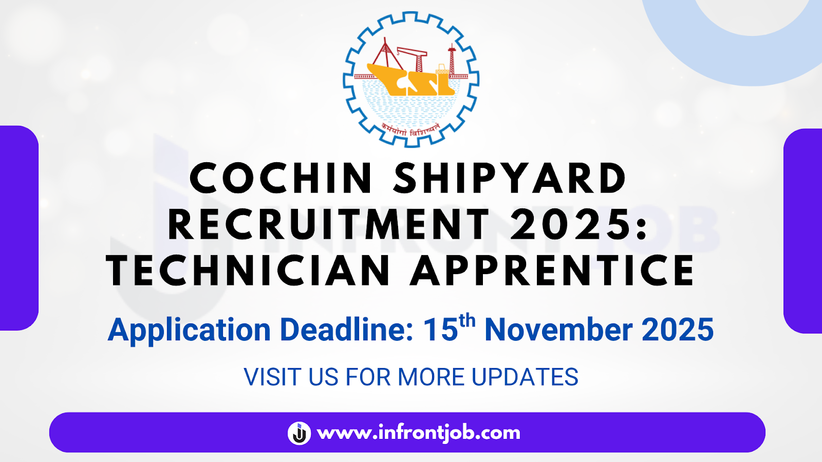 Cochin Shipyard Technician Apprentice Recruitment 2025 – 308 Vacancies