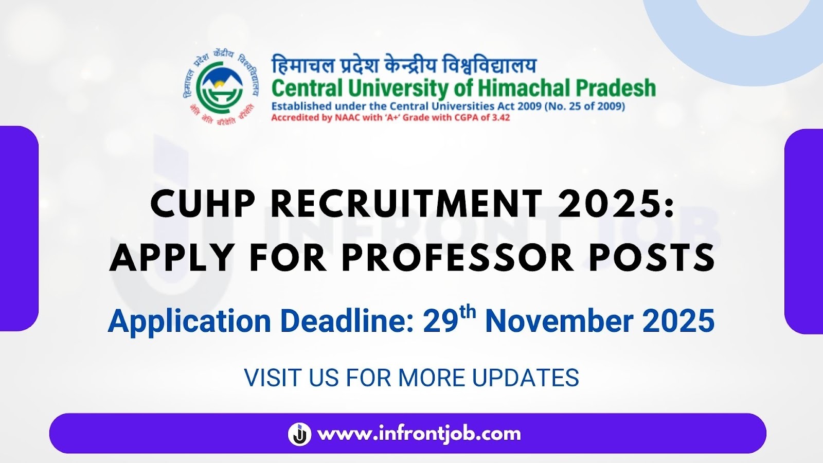Central University of Himachal Pradesh (CUHP) Professors Recruitment 2025 – Apply Online for Teaching Posts