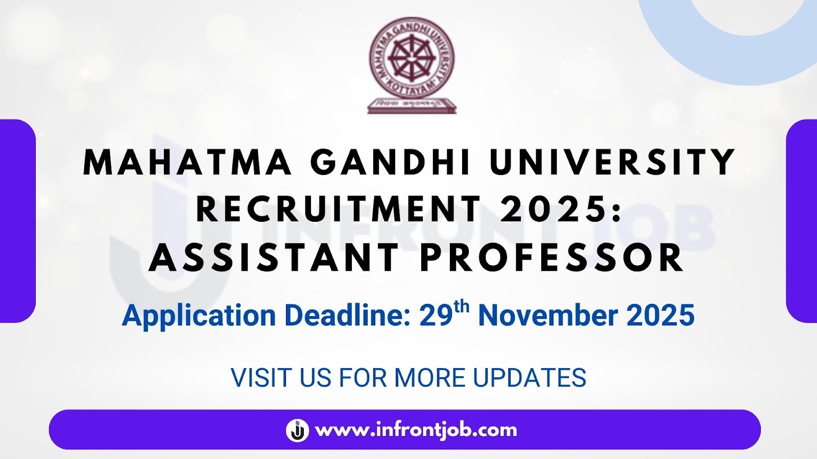 Mahatma Gandhi University Assistant Professor Recruitment 2025 – Apply Offline