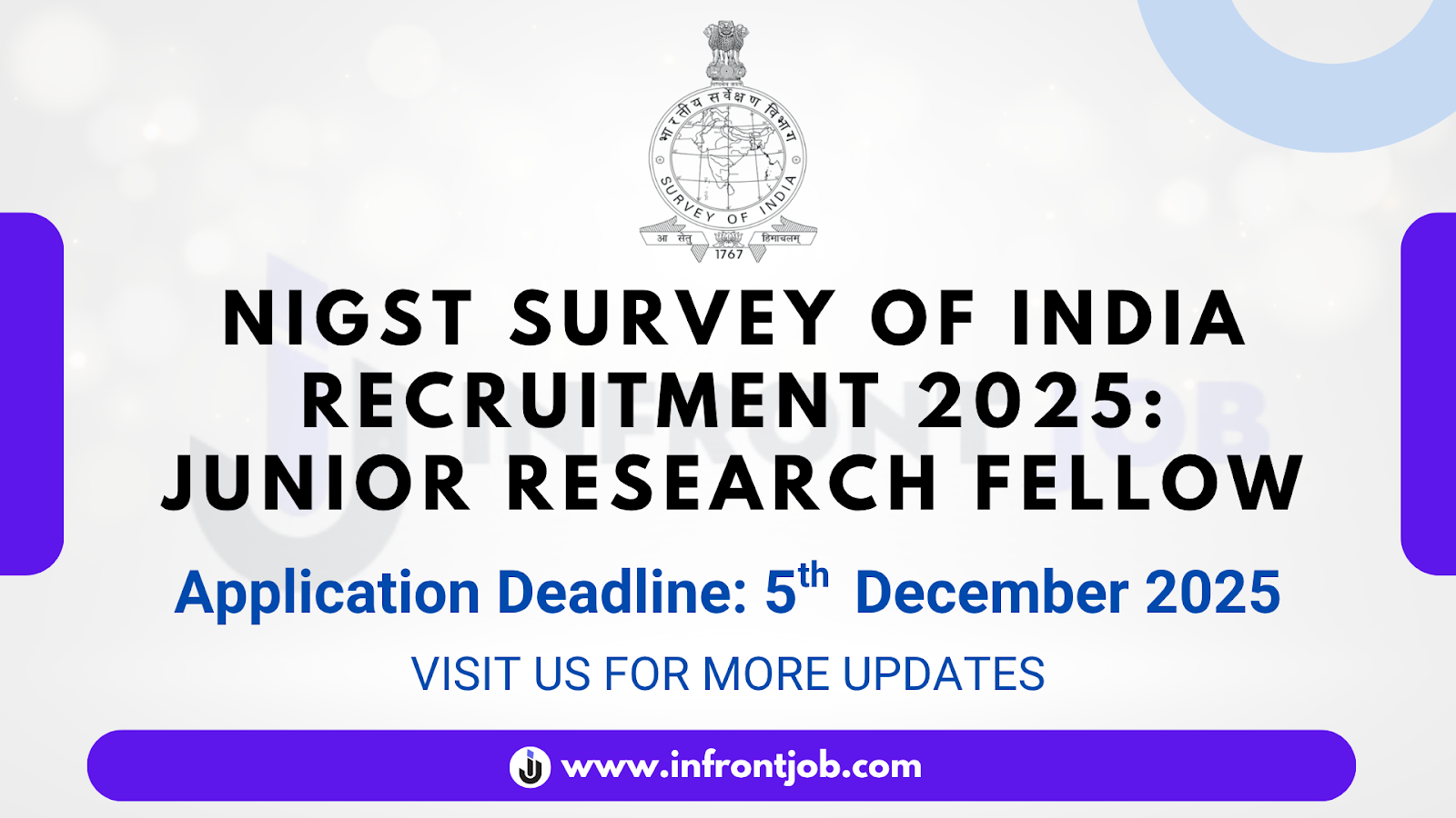 NIGST Survey of India Junior Research Fellow Recruitment 2025 – Apply
