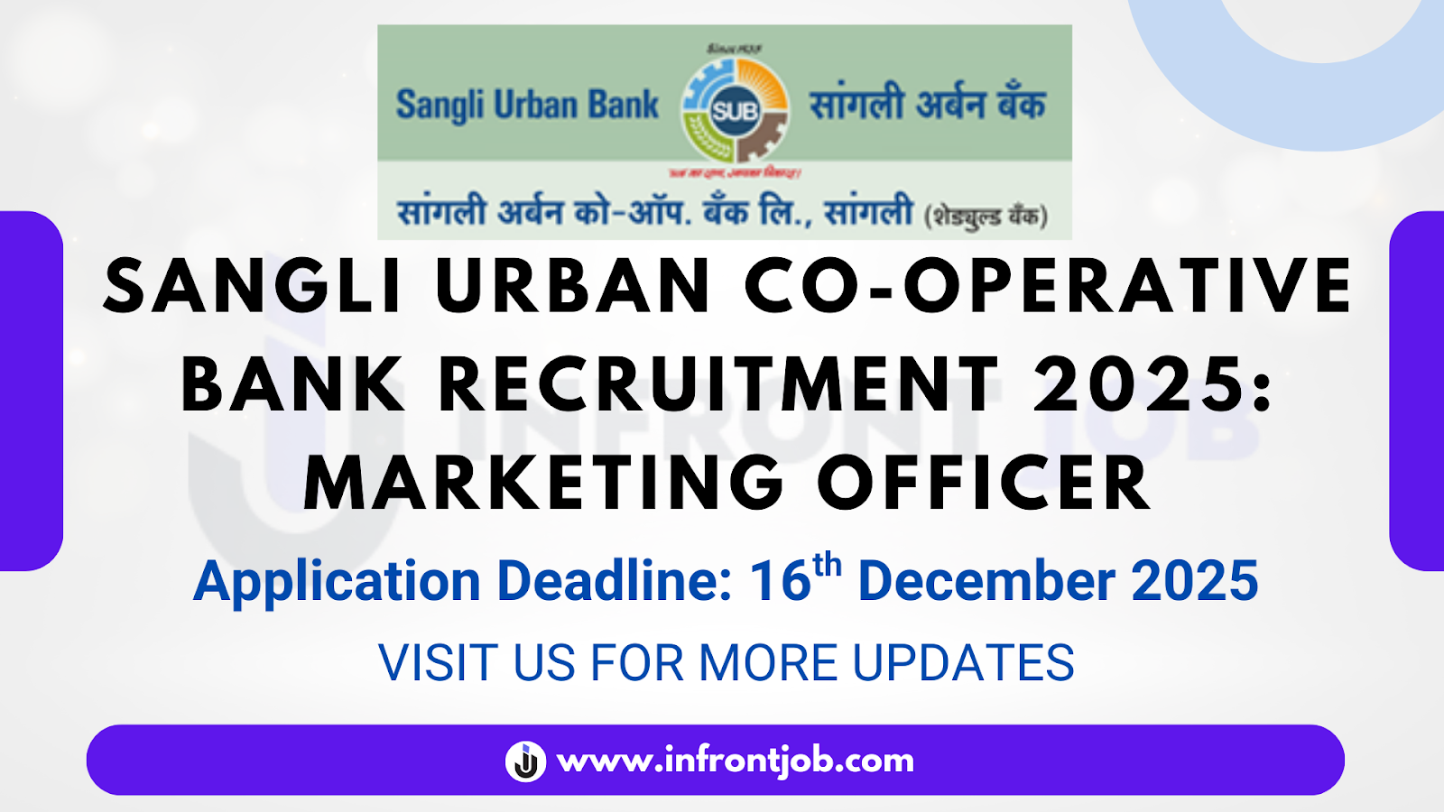 Sangli Urban Co-operative Bank Marketing Officer Recruitment 2025 – Apply Online