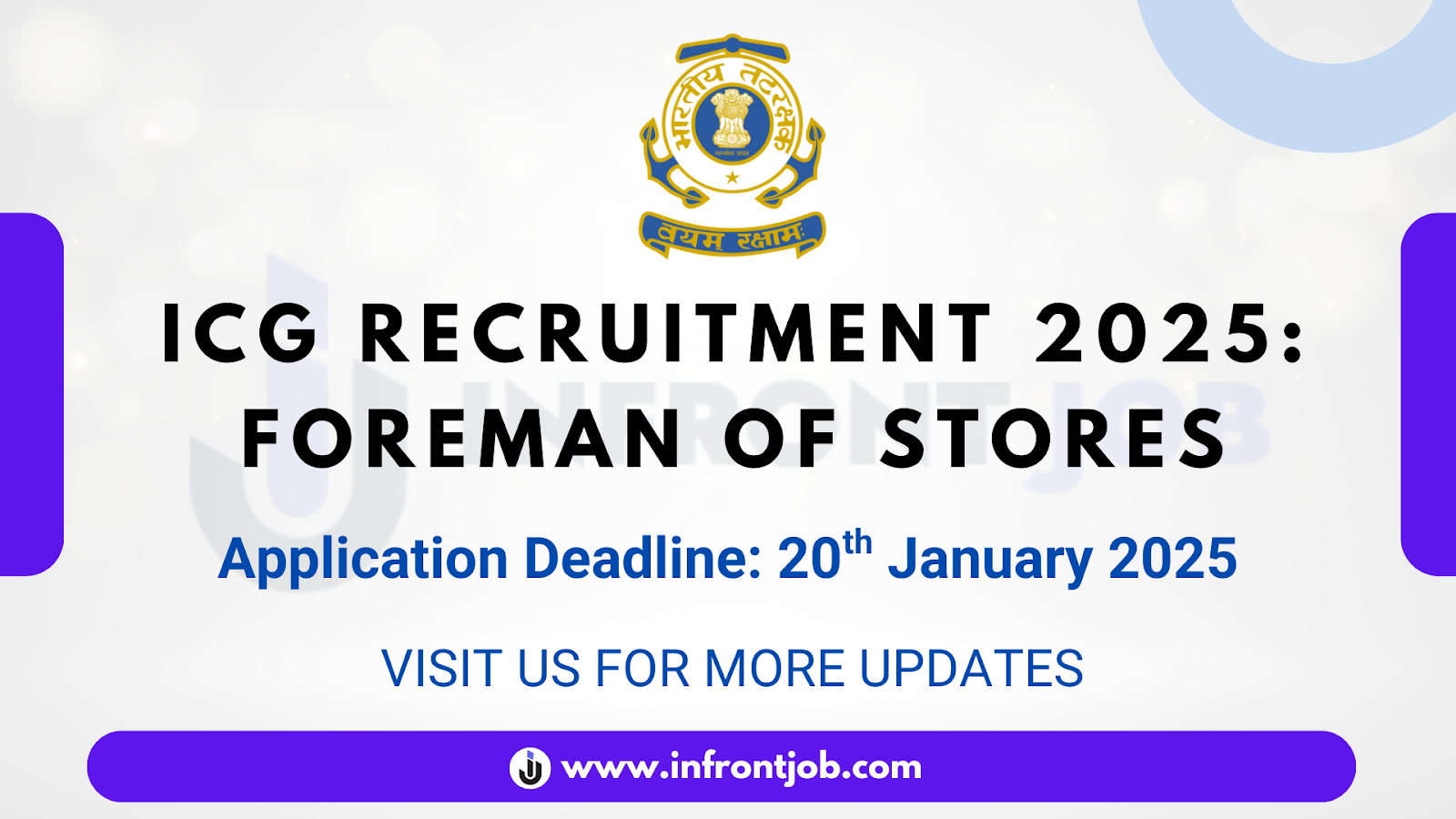 Indian Coast Guard Foreman of Stores Recruitment 2025 – Apply Offline