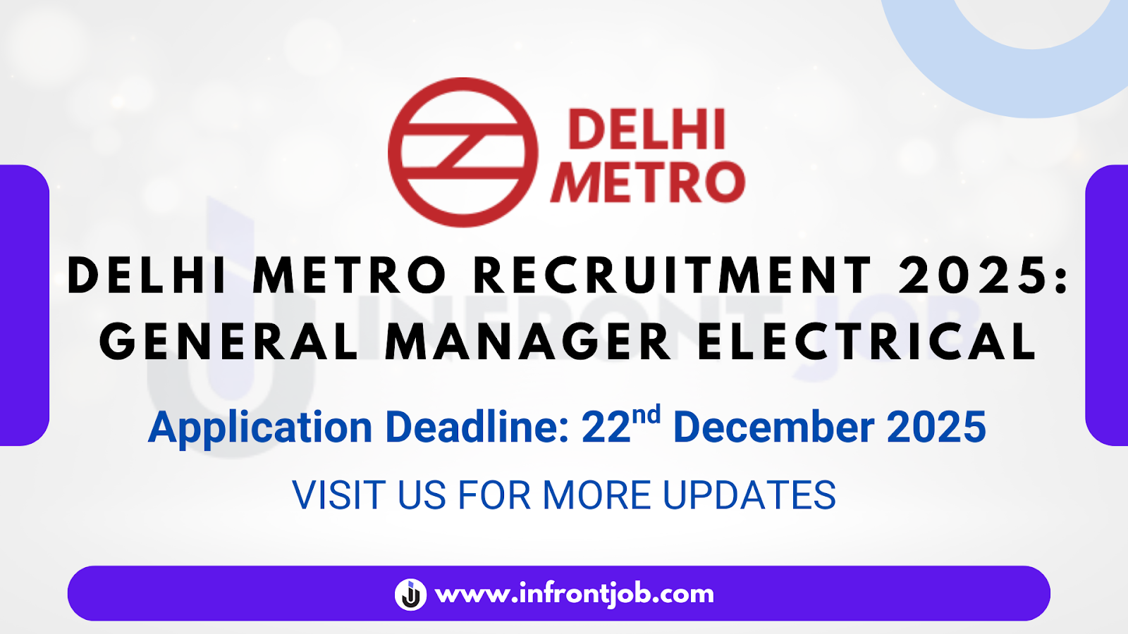 DELHI METRO RAIL CORPORATION LTD General Manager Electrical Recruitment 2025 – Apply