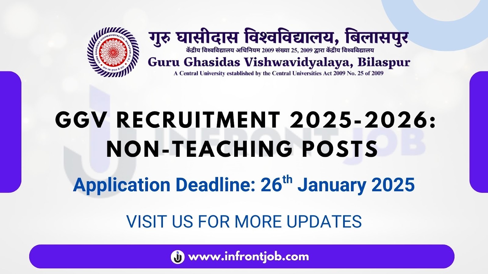 Advertisement for GGV Non-Teaching position @ CGU
