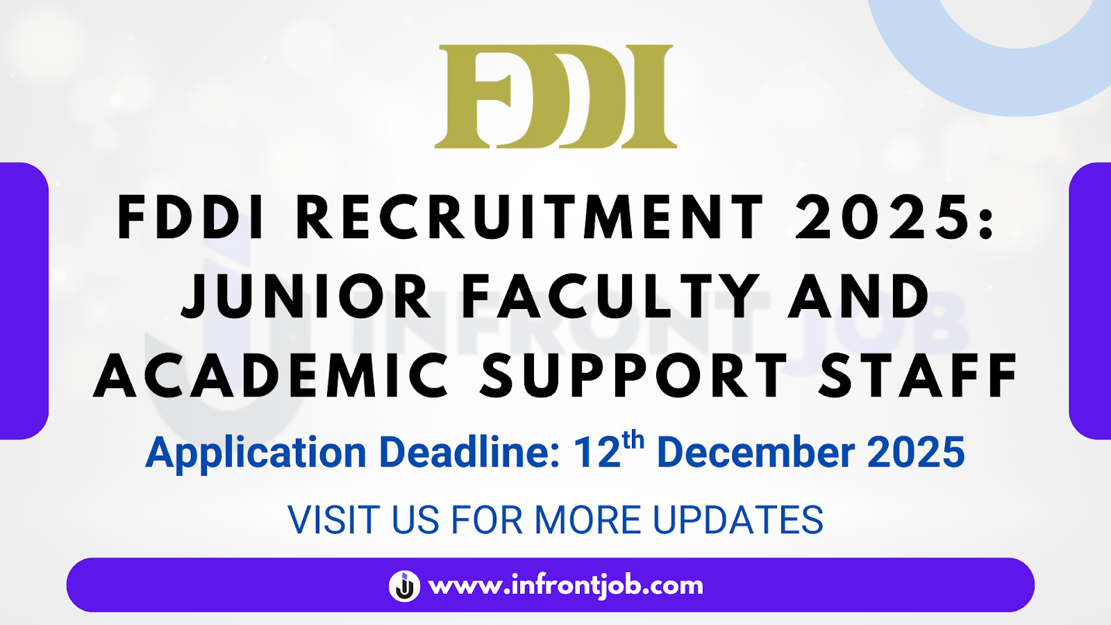 FDDI Junior Faculty and Academic Support Staff Recruitment 2025 – Apply Online