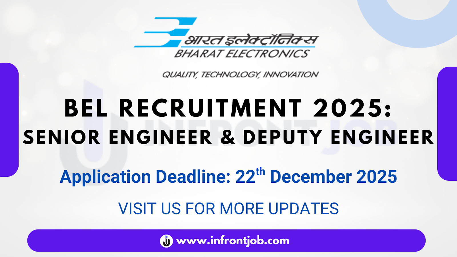 Bharat Electronics Limited Senior Engineer Deputy Engineer Recruitment 2025 – Apply Online