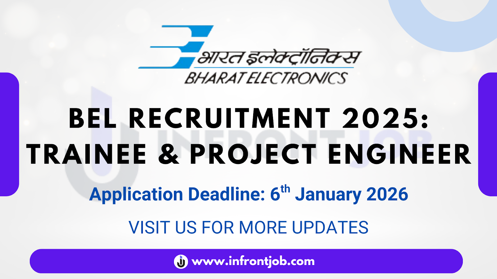 BEL Trainee Engineer Project Engineer Recruitment 2025 – Apply Online