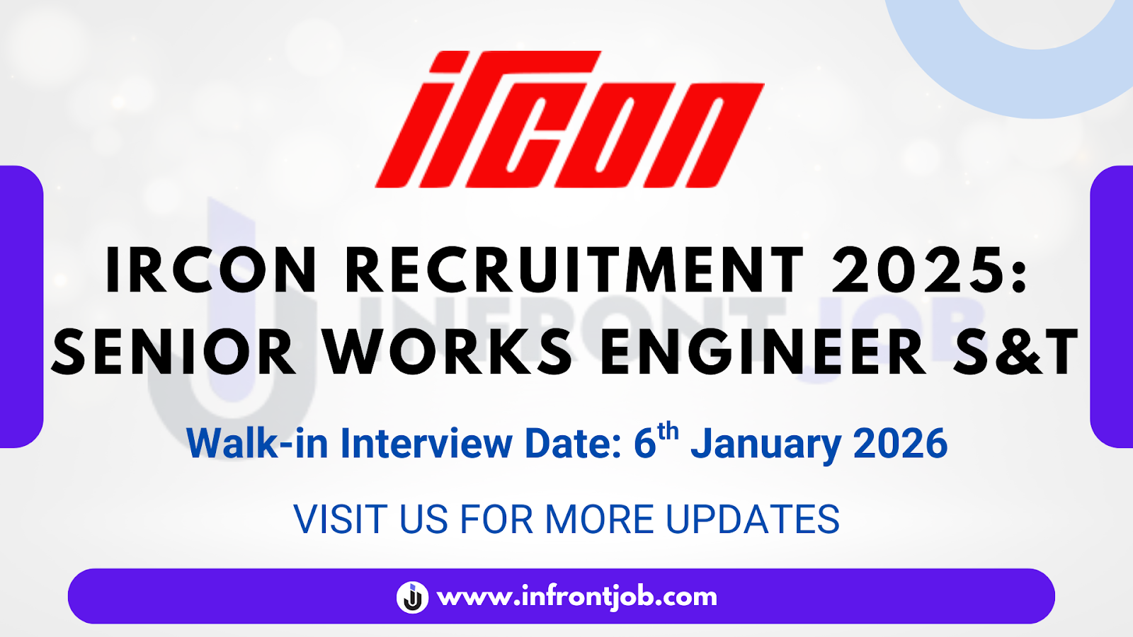 IRCON Senior Works Engineer S&T Recruitment 2025 – Apply