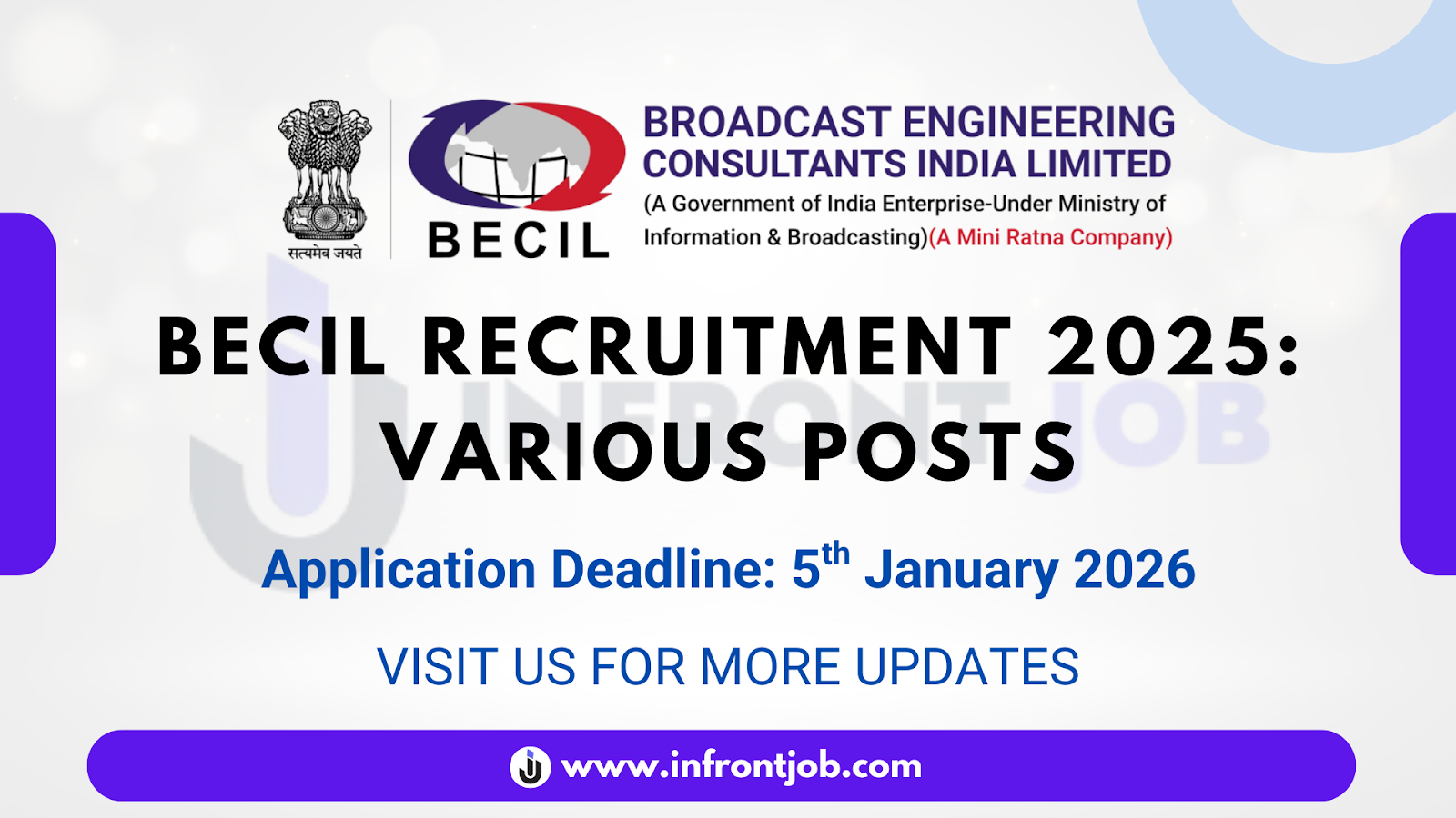 BECIL Various Posts Recruitment 2025 Apply Offline - 78 Vacancies