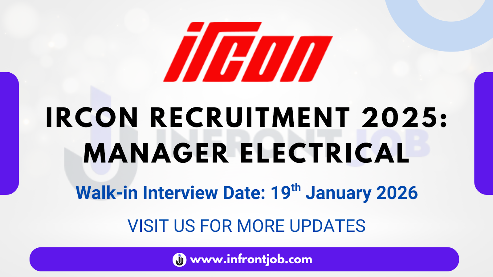 IRCON Manager Electrical Recruitment 2025 – Apply Offline