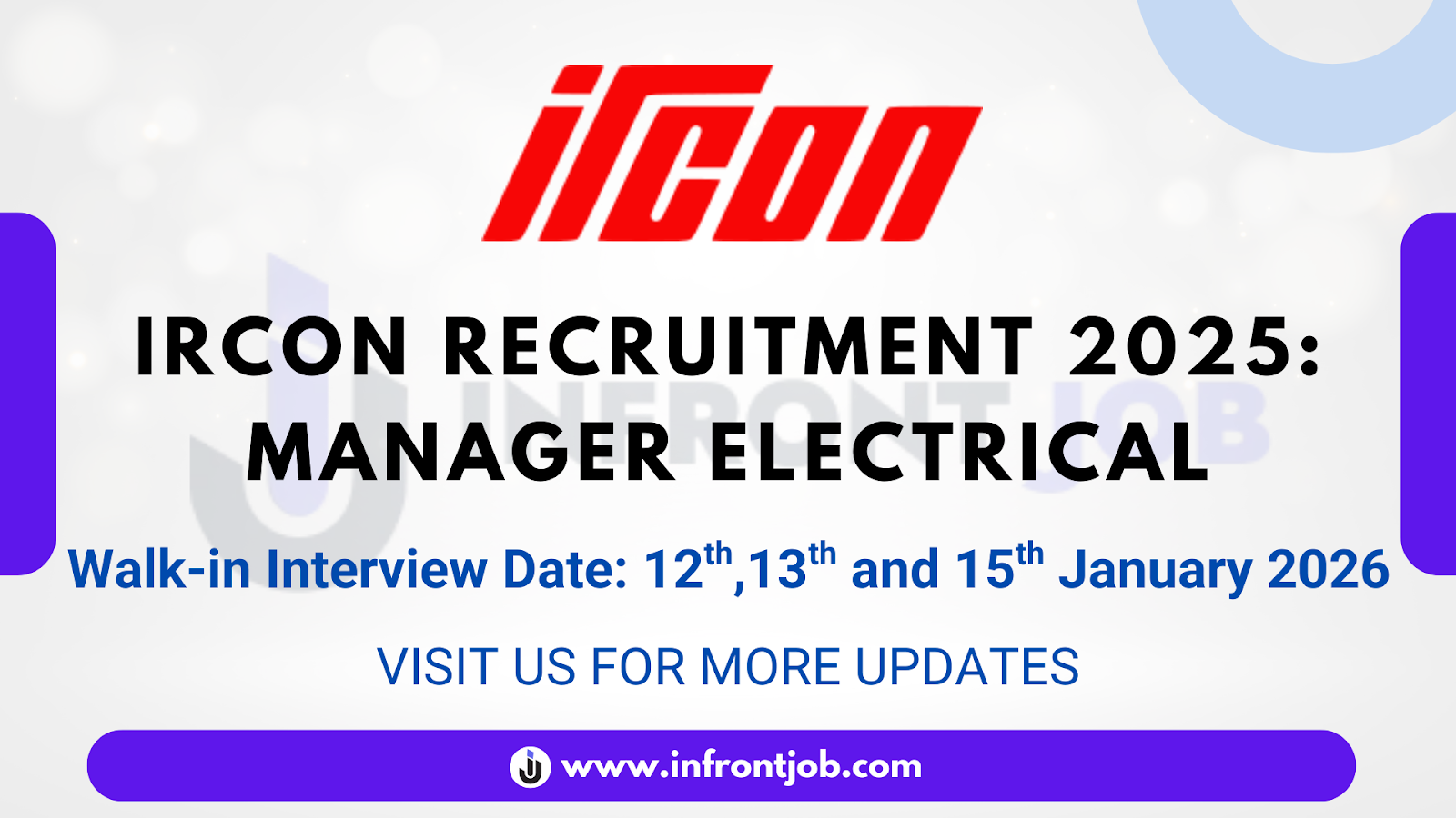 IRCON Manager Electrical Recruitment 2026 – Apply