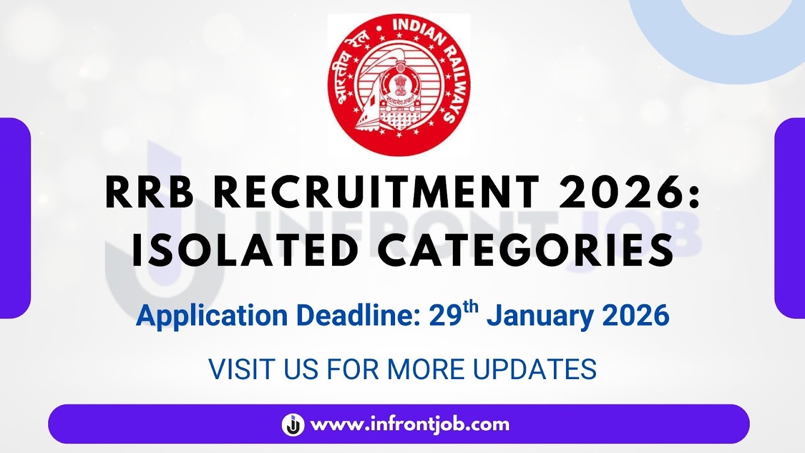 RRB Isolated Categories Recruitment 2025 - 312 Vacancies