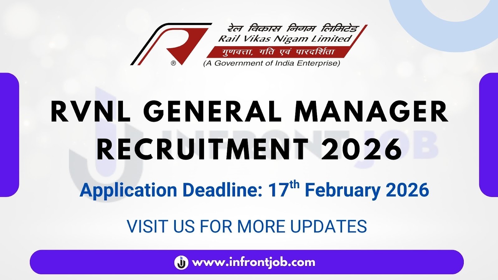 RVNL General Manager Recruitment 2026 – Apply Online
